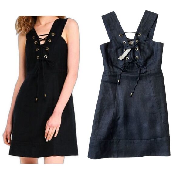 J. Crew Structured Linen Corset-Style Lace Front Mini Dress 2P NWT - Picture 1 of 17